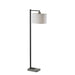 Adesso Devin Floor Lamp Black With Grey Cement Accents White Textured Fabric (5019-01)