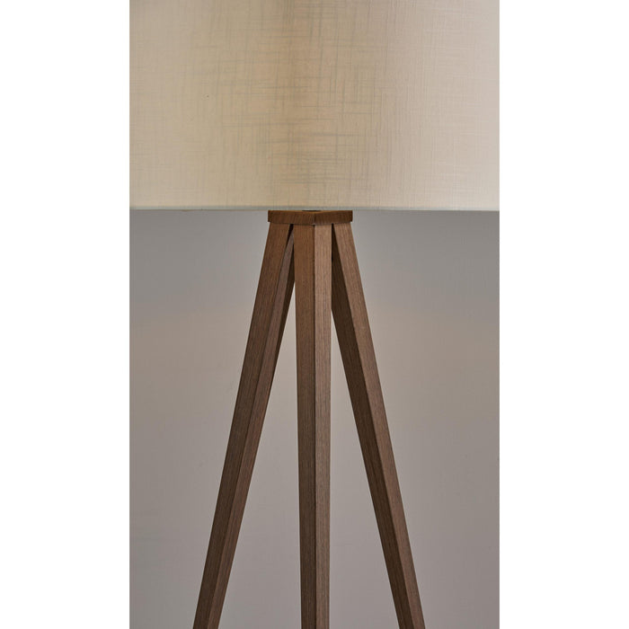 Adesso Director Floor Lamp Metal With Rosewood Veneer Off-White Textured Linen (6424-15)