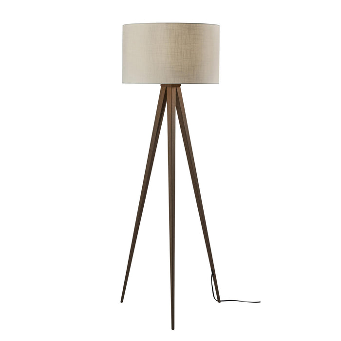 Adesso Director Floor Lamp Metal With Rosewood Veneer Off-White Textured Linen (6424-15)