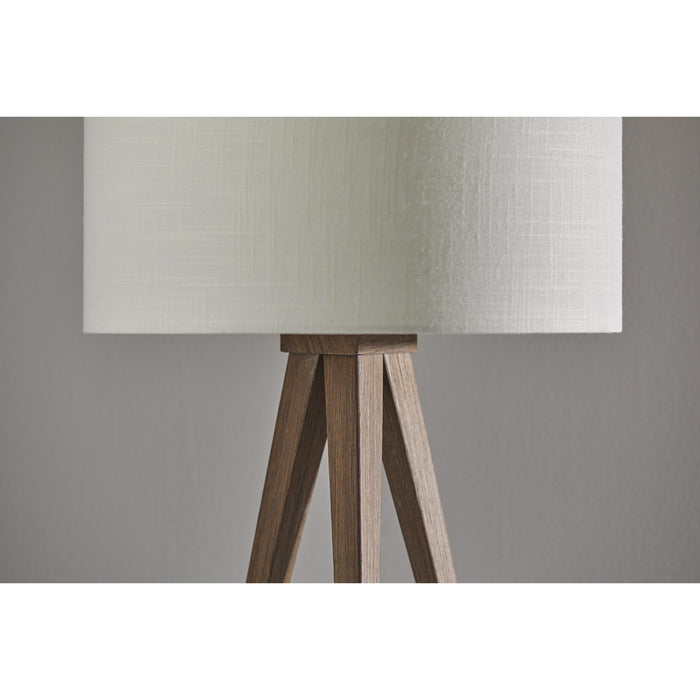 Adesso Director Table Lamp Metal With Rosewood Veneer Off-White Textured Linen (6423-15)