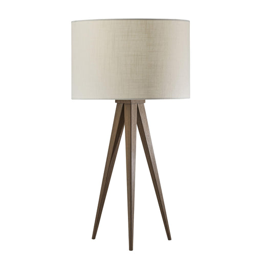 Adesso Director Table Lamp Metal With Rosewood Veneer Off-White Textured Linen (6423-15)
