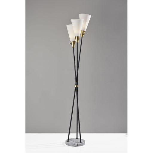 Adesso Dixon 3 Light Torchiere Black With Antique Brass (4336-01)