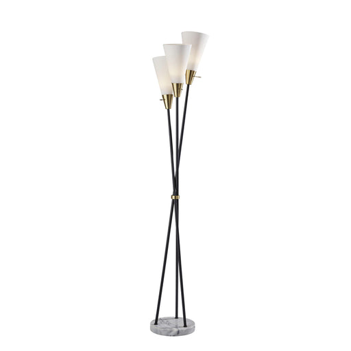 Adesso Dixon 3 Light Torchiere Black With Antique Brass (4336-01)