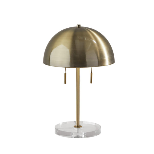 Adesso Dome Table Lamp Antique Brass Finish Clear Acrylic Base Pull Chain Switch (AF48792BRS)