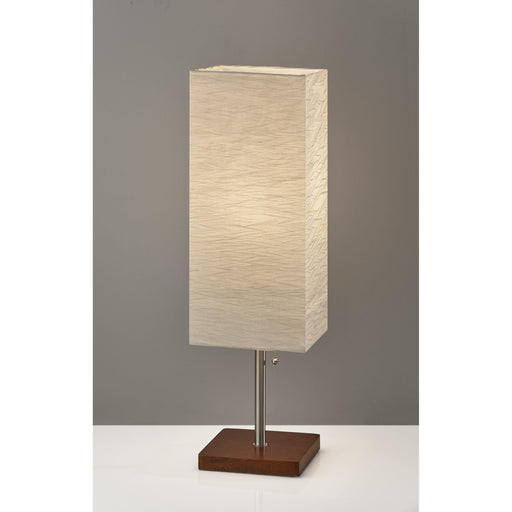 Adesso Dune Table Lamp Brushed Steel With Walnut Rubberwood White Crinkle Paper (8021-15)
