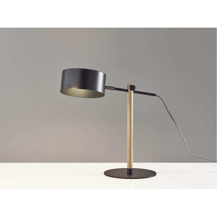 Adesso Dylan Desk Lamp Natural Wood With Black Metal (6073-01)