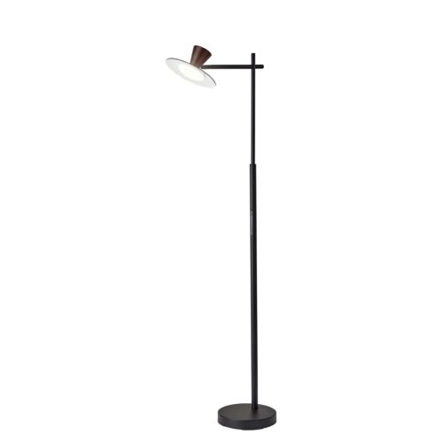 Adesso Elmore LED Floor Lamp With Smart Switch Black With Walnut Wood (5181-01)