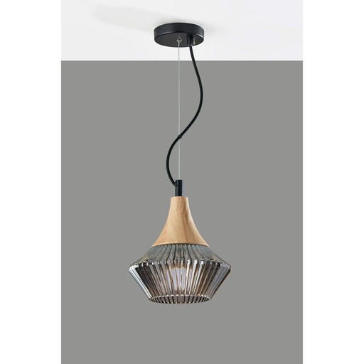 Adesso Elsie Pendant Black And Natural Wood (6513-12)