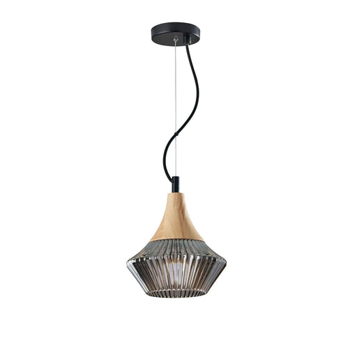 Adesso Elsie Pendant Black And Natural Wood (6513-12)
