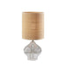 Adesso Emma Table Lamp Clear Glass And Steel Neck With Natural Woven/Beige Trim Tall Drum Shade (1623-12)