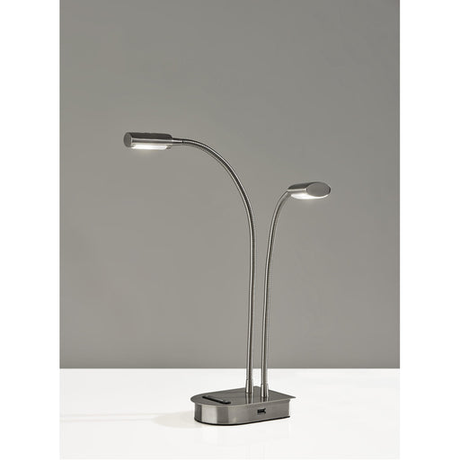 Adesso Eternity LED 2 Arm Desk Lamp With Smart Switch Brushed Steel (5026-22)