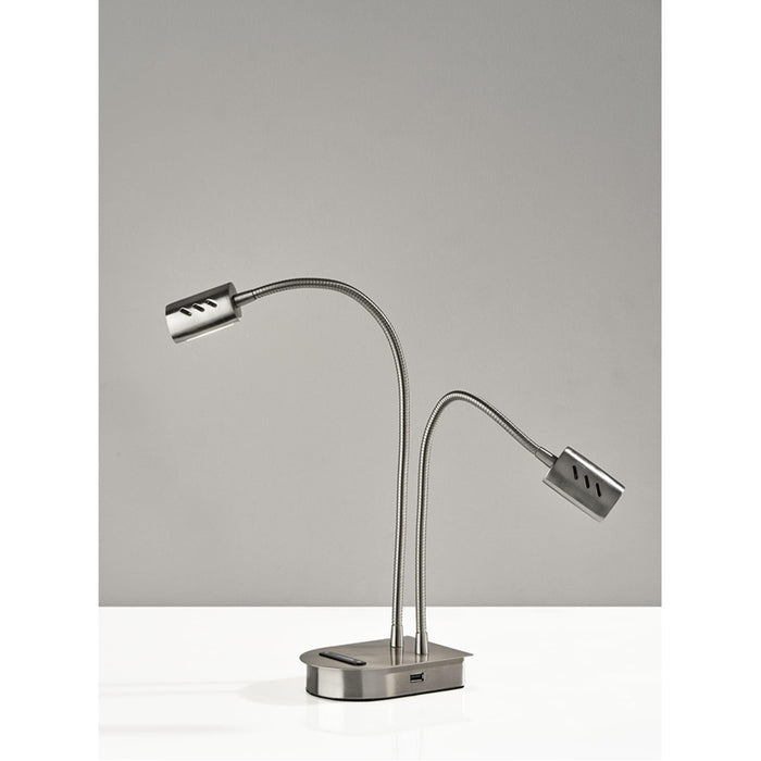 Adesso Eternity LED 2 Arm Desk Lamp With Smart Switch Brushed Steel (5026-22)