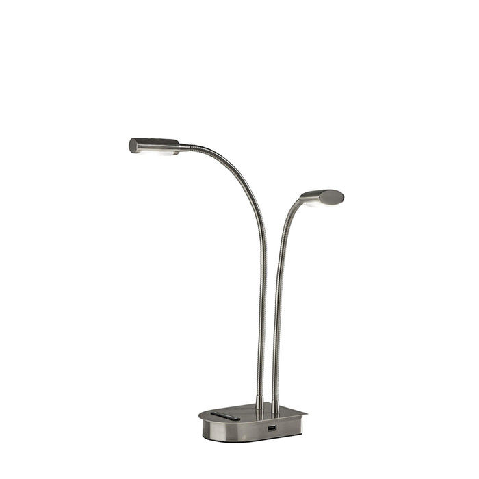 Adesso Eternity LED 2 Arm Desk Lamp With Smart Switch Brushed Steel (5026-22)