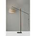 Adesso Ethan Arc Lamp Black With Walnut Rubberwood Natural Textured Fabric (5049-15)