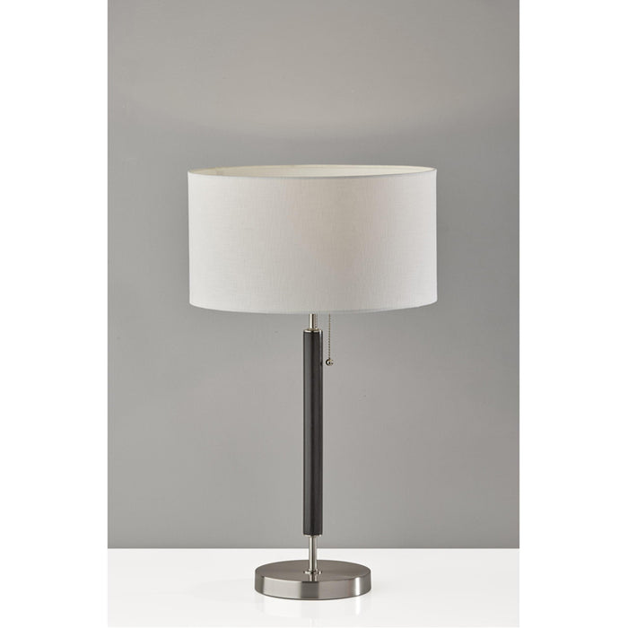 Adesso Hamilton Table Lamp Black Wood With Brushed Steel (3376-01)