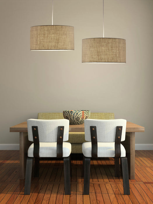 Adesso Harvest Drum Pendant-Wheat-Colored Burlap Drum Shade And 180 Inch White Cord And Line Switch (4001-18)