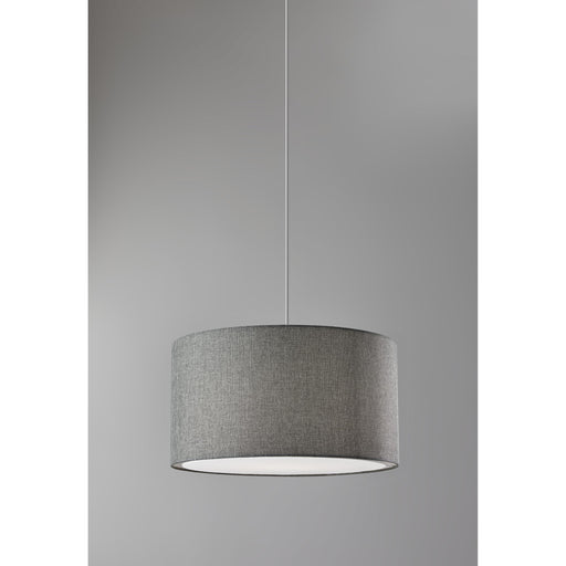 Adesso Harvest Large Drum Pendant Grey Textured Fabric Grey Textured Fabric (4003-03)