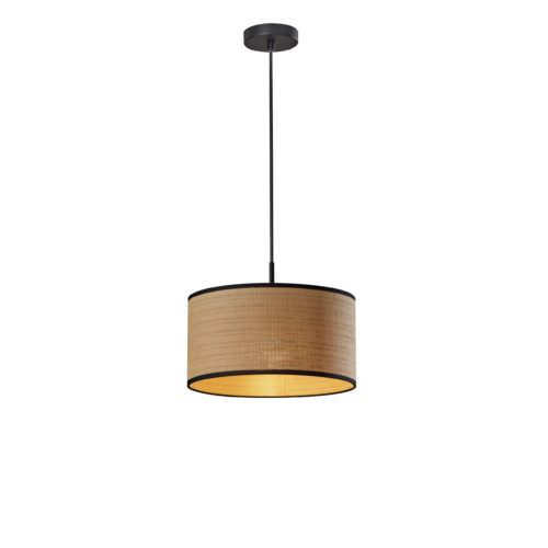 Adesso Harvest Pendant Black With Natural Woven/Black Trim Drum Shade (4001-01)