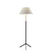 Adesso Harvey Floor Lamp Black With Brass Accents With White Linen Modified Drum Shade (3757-01)