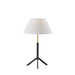 Adesso Harvey Table Lamp Black With Brass Accents White Linen Modified Drum Shade (3756-01)