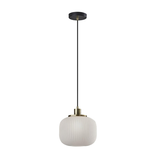 Adesso Hazel Pendant Antique Brass Frosted Ribbed Glass (4276-21)