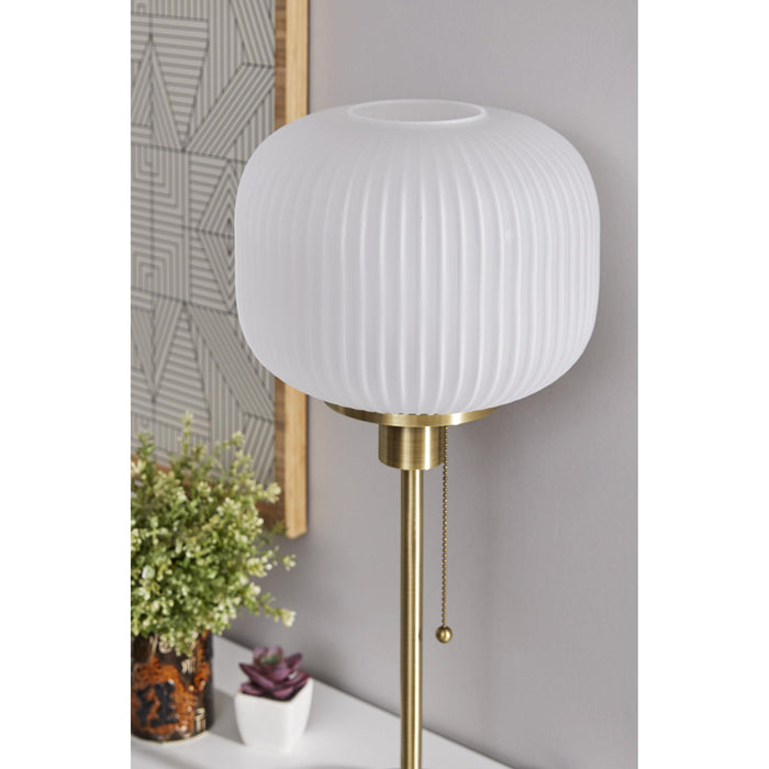 Adesso Hazel Table Lamp Antique Brass Frosted Ribbed Glass (4277-21)