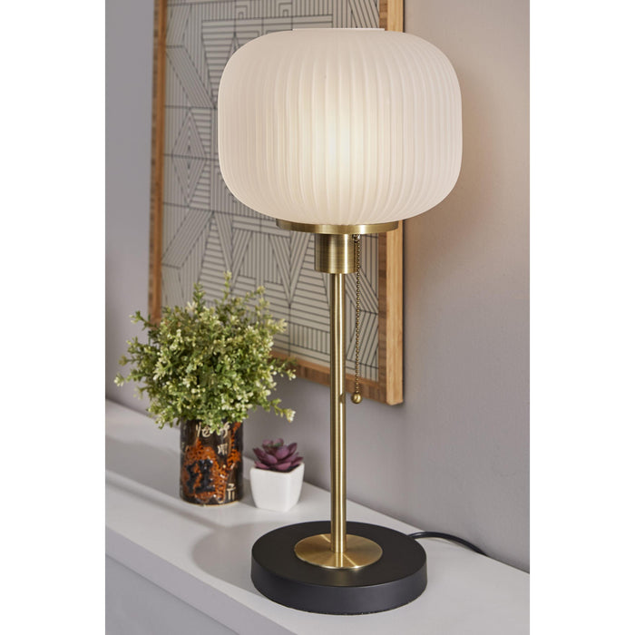 Adesso Hazel Table Lamp Antique Brass Frosted Ribbed Glass (4277-21)