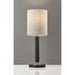 Adesso Hollywood Table Lamp Black With Antique Brass Accents Off-White Textured Fabric (4173-01)