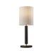 Adesso Hollywood Table Lamp Black With Antique Brass Accents Off-White Textured Fabric (4173-01)