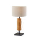 Adesso Judith Table Lamp Natural Wood With Black Finish With Cream Textured Fabric Drum Shade (3766-12)
