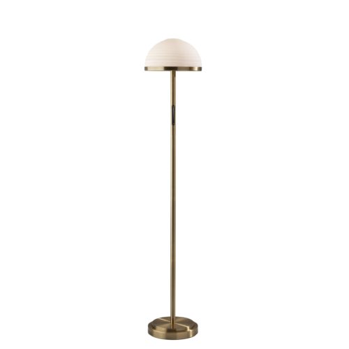 Adesso Juliana LED Floor Lamp With Smart Switch Antique Brass With Frosted Glass Dome Shade (5188-21)