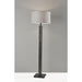 Adesso Kona Floor Lamp MDF With Black Washed Wood PVC Veneer And Black Metal Accents Light Grey Textured Fabric (3498-01)