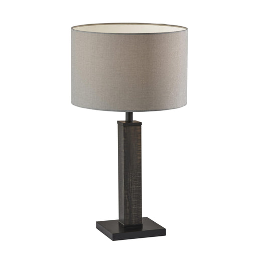 Adesso Kona Table Lamp MDF With Black Washed Wood PVC Veneer And Black Metal Accents Light Grey Textured Fabric (3497-01)