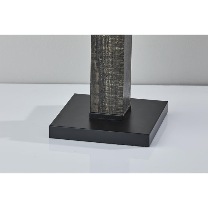 Adesso Kona Table Lamp MDF With Black Washed Wood PVC Veneer And Black Metal Accents Light Grey Textured Fabric (3497-01)