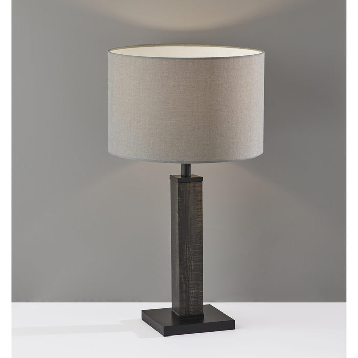 Adesso Kona Table Lamp MDF With Black Washed Wood PVC Veneer And Black Metal Accents Light Grey Textured Fabric (3497-01)