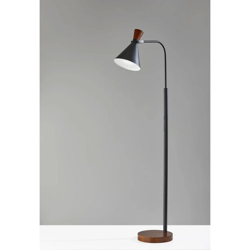Adesso LED Task Floor Lamp With Smart Switch Black/Walnut (HW-F3652A)