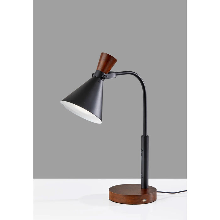Adesso LED Task Lamp With Smart Switch Black/Walnut (HW-T4125R)