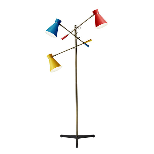 Adesso Lyle 3-Arm Floor Lamp Brass With Primary Colors (3282-01)
