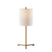 Adesso Maddox Table Lamp Natural Wood And Antique Brass With White Textured Fabric Tall Drum Shade (1619-12)