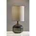 Adesso Marina Table Lamp Black Rubberwood With Smoked Glass Light Grey Textured Fabric (3526-01)