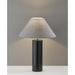 Adesso Martin Table Lamp Black Poplar Wood With Antique Brass Accent Light Grey Textured Fabric (1509-01)