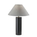 Adesso Martin Table Lamp Black Poplar Wood With Antique Brass Accent Light Grey Textured Fabric (1509-01)