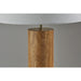 Adesso Martin Table Lamp Natural Oak Wood With Antique Brass Accent White Textured Fabric (1509-12)