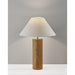 Adesso Martin Table Lamp Natural Oak Wood With Antique Brass Accent White Textured Fabric (1509-12)