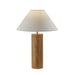 Adesso Martin Table Lamp Natural Oak Wood With Antique Brass Accent White Textured Fabric (1509-12)