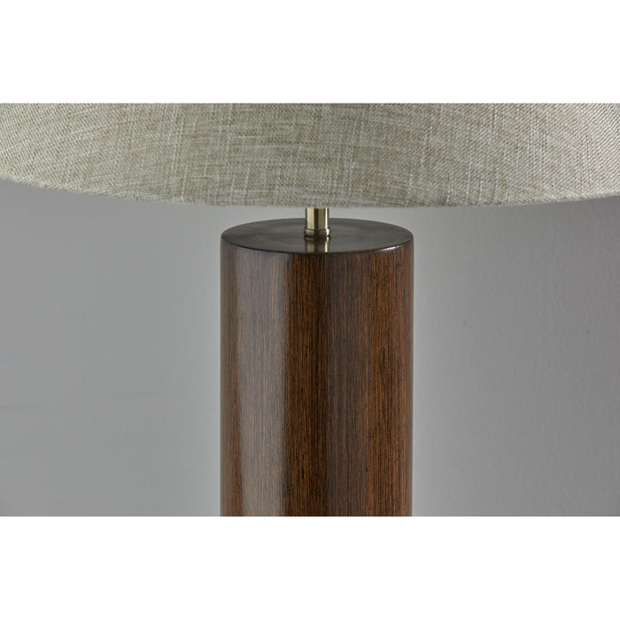 Adesso Martin Table Lamp Walnut Poplar Wood With Antique Brass Accent Natural Textured Fabric (1509-15)