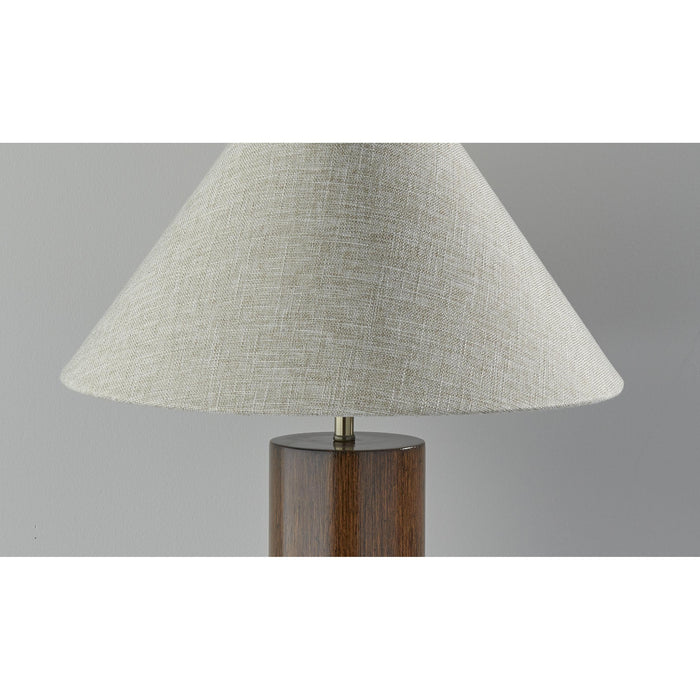 Adesso Martin Table Lamp Walnut Poplar Wood With Antique Brass Accent Natural Textured Fabric (1509-15)