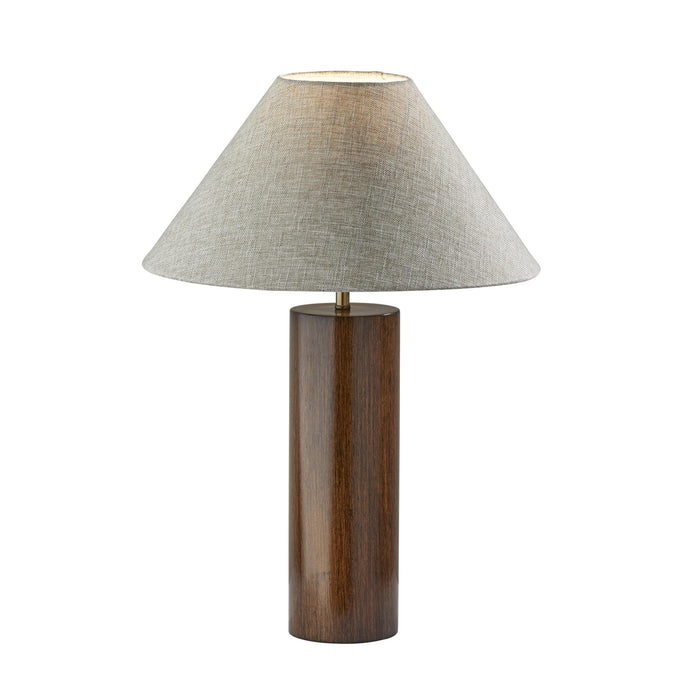 Adesso Martin Table Lamp Walnut Poplar Wood With Antique Brass Accent Natural Textured Fabric (1509-15)