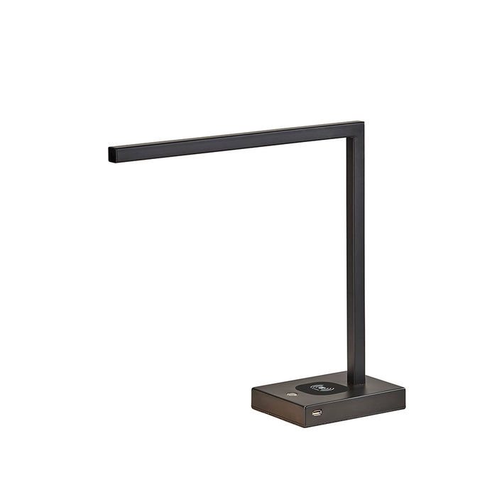 Adesso Matte Black Aidan Adesso Charge LED Desk Lamp-Matte Black Square Tube Shade-60 Inch Black Cord-On/Off Touch Switch On Base (4220-01)