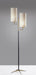 Adesso Matte Black And Antique Brass Davis Floor Lamp-Natural Textured Fabric Tall Drum Shade-63 Inch Clear Cord-2XOn/Off Rotary Socket Switch (3474-01)